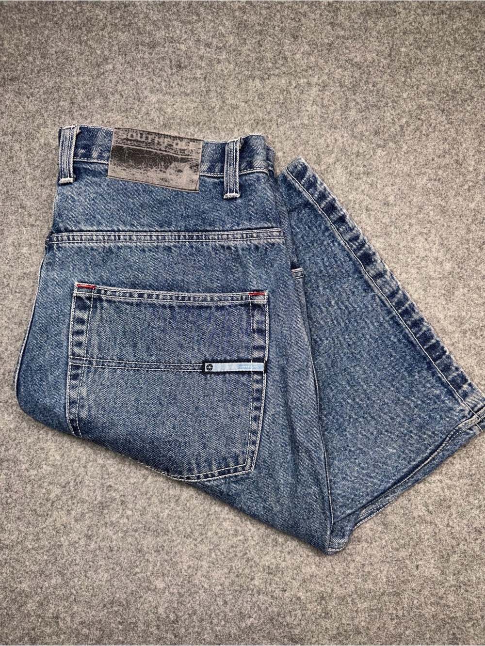 VTG South Pole Mens Jean Shorts Jorts 36 Blue Denim Baggy Wide Y2K Hip Hop 82628